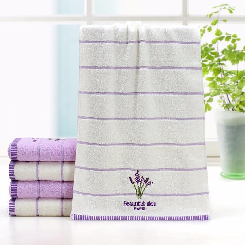Hochwertiges Badetuch, Baumwolle, Stickerei, Lavendel, Aromatherapie, weiches Handtuch- und Lakenset, 34 x 74 cm