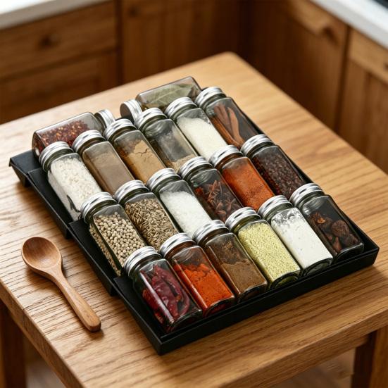 2PCS Kitchen Shelf Organizer with Stepped Layered Design PP Spice Organization Rack for Cabinet Storage And Pantry