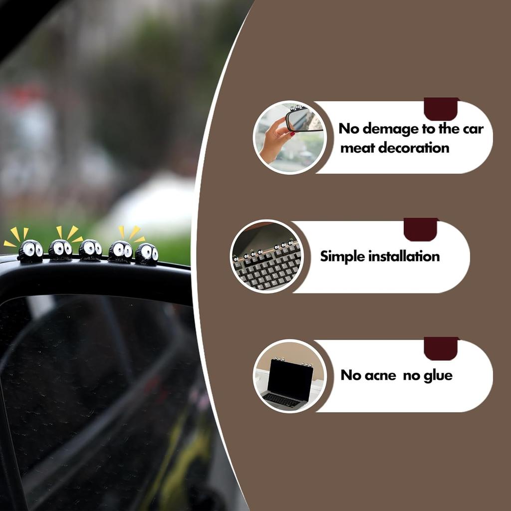 Cute Soot Sprites - Car Rearview Mirror Accessories for Car Interior Decoration Dashboard Ornament Funny Gifts for Cute Mirror Interior Decors