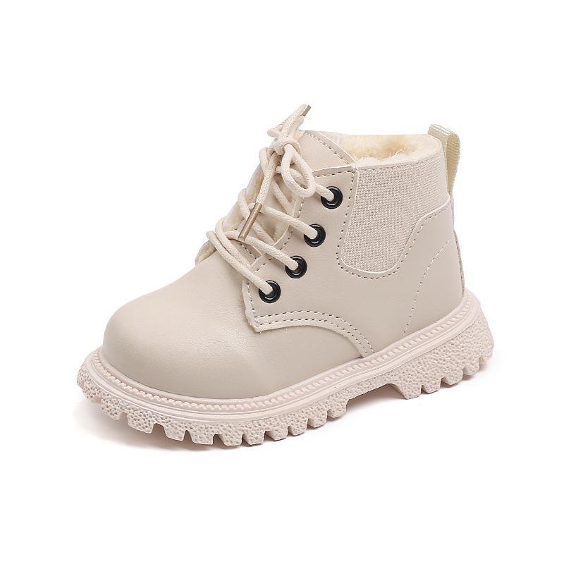 

Детские зимние бархатные британские короткие ботинки с боковой молнией - Martin Style & Snow Boots для мальчиков и девочек 27