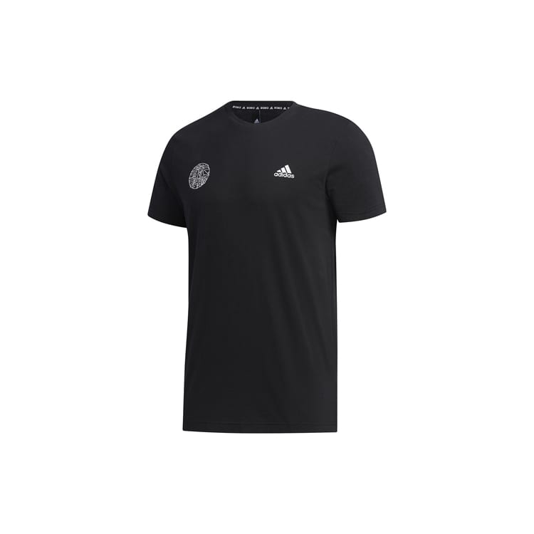 adidas T Shirts Men's Black Crew Neck Moderate Straight Fit FU6219