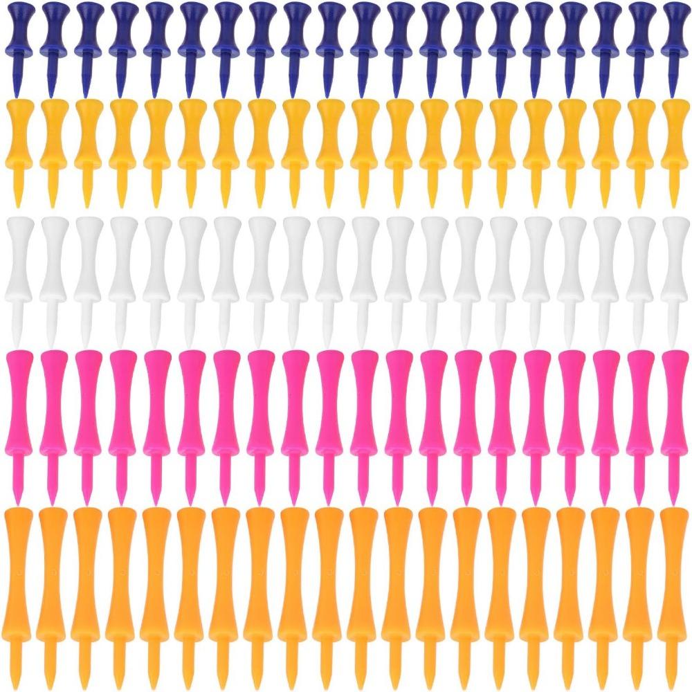 100pcs Multiple Sizes Driving Range Tees Plastic Material Assorted Golf Tees  For Men