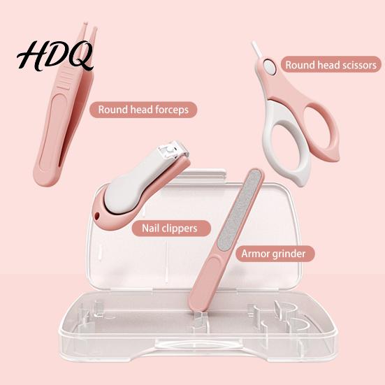 Kids Nail Clipper 4Pcs/Set Baby Kit with Clipper Scissors Tweezers File Trimmer Storage Case Manicure Pedicure Grooming Tools Kit for