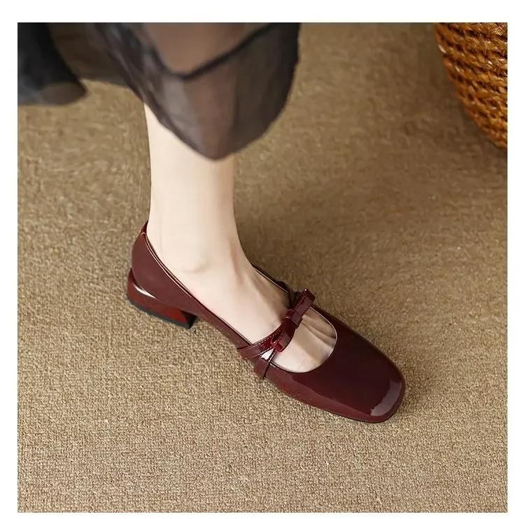 Fashion 2024 Autumn New Fashionable Retro Low Heel College Style Single Shoes Coarse Heel Shallow Bow Mary Jane Shoes for Women