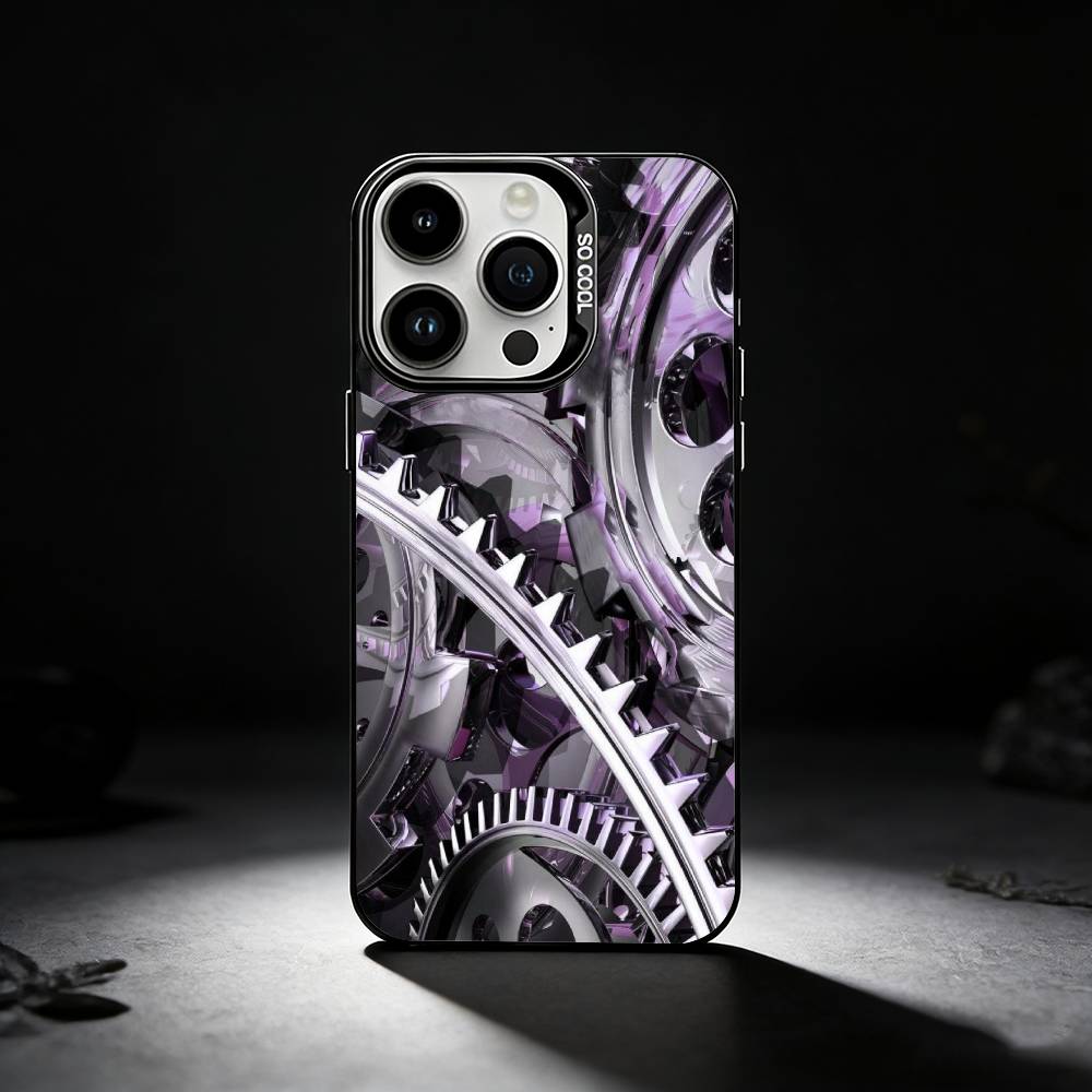 Steampunk Gear Mechanical COOL Phone Case For iPhone 17,16,15,14,13,12,11 Plus,Pro Max,XS,Colored silver phone case