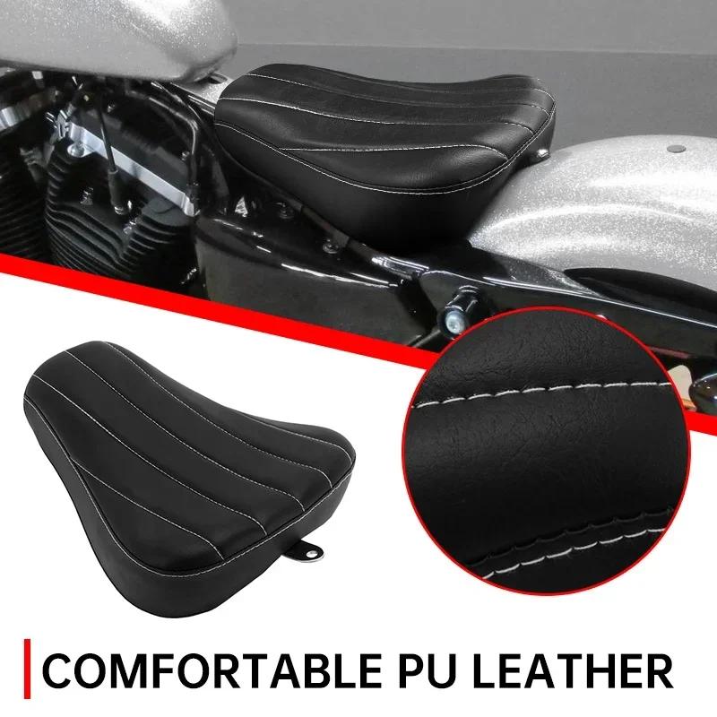 For Harley Sportster 48 XL1200X 72 XL1200V 10-15 Motorcycle Front Driver Seat Cushion Black PU Leather Stitch Pad Accessories