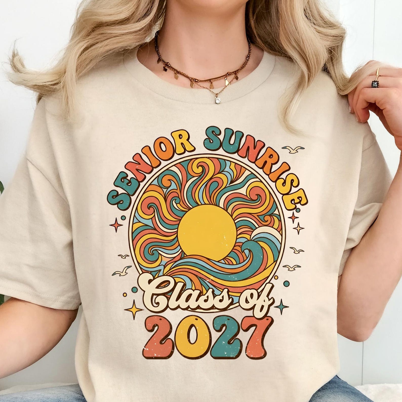 2027 senior Sunrise shirts, senior 2027, senior shirt, senior gift, senior mom 2027, freshly graduated, retro sunrise tee S