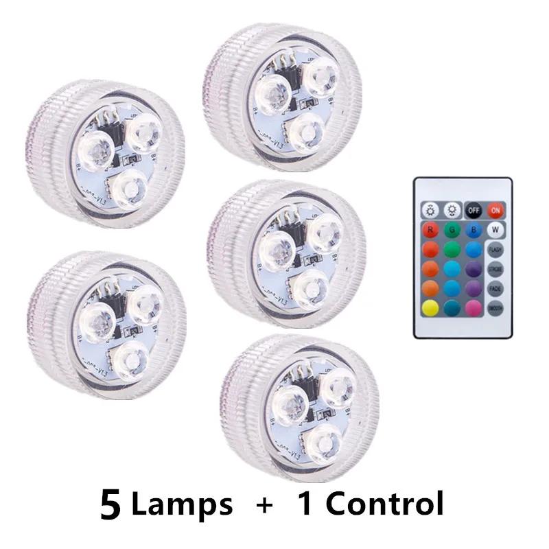 Remote Control CoSubmersible 3 LED Underwater Light With Battery RGB Night Light For Fish Tank Swimming Pool Wedding Party Lamp