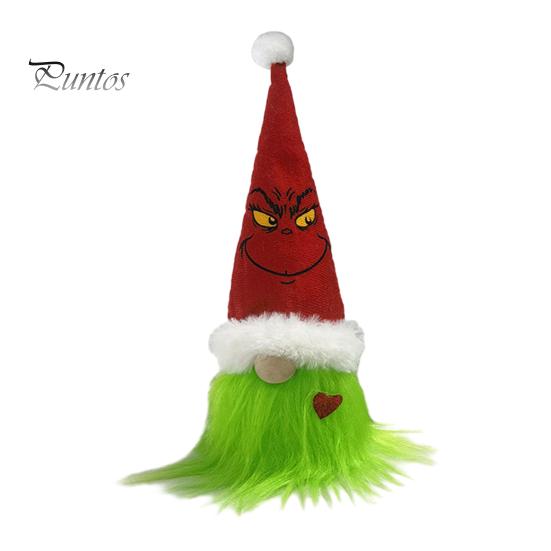 Seasonal Decorative Hanging Items Christmas Tree Green Haired Plush Ornament, Stuffed Animal Doll Dwarf Indoor Outdoor Holiday Decor Figurine, Festive