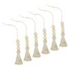8Pcs Wood Beads Tassel Ornaments Handmade Luxury Decor Accessories for Closet Door Handle Backpack Handbag Curtain Keychain