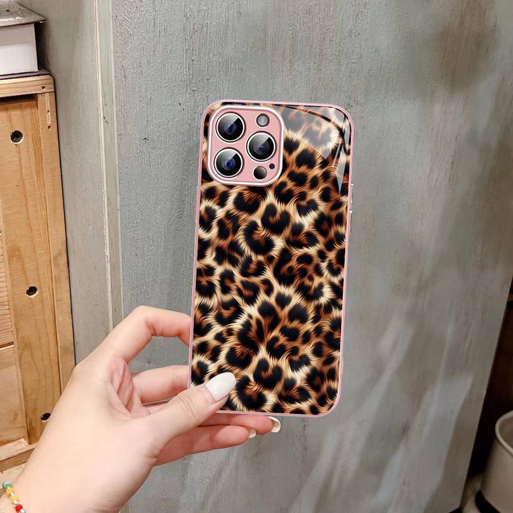 Verre Trempé Motif Léopard Guépard Pour Iphone 14 13 12 11 Pro Mini XS MAX 14Plus X XS XR Coque