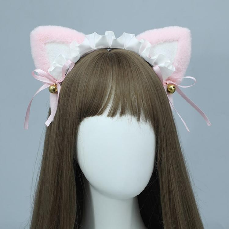 Plush Cat Ear Lace Headband Animation Costume Hairband Themed Party Hairhoop
