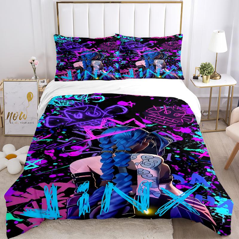3Pcs Cyberpunk Jinx Artwork Bedding Sets For All Sizes New 3D Printed Bed Cover Comforter Duvet Cover Pillowcase Bedroom Decoration