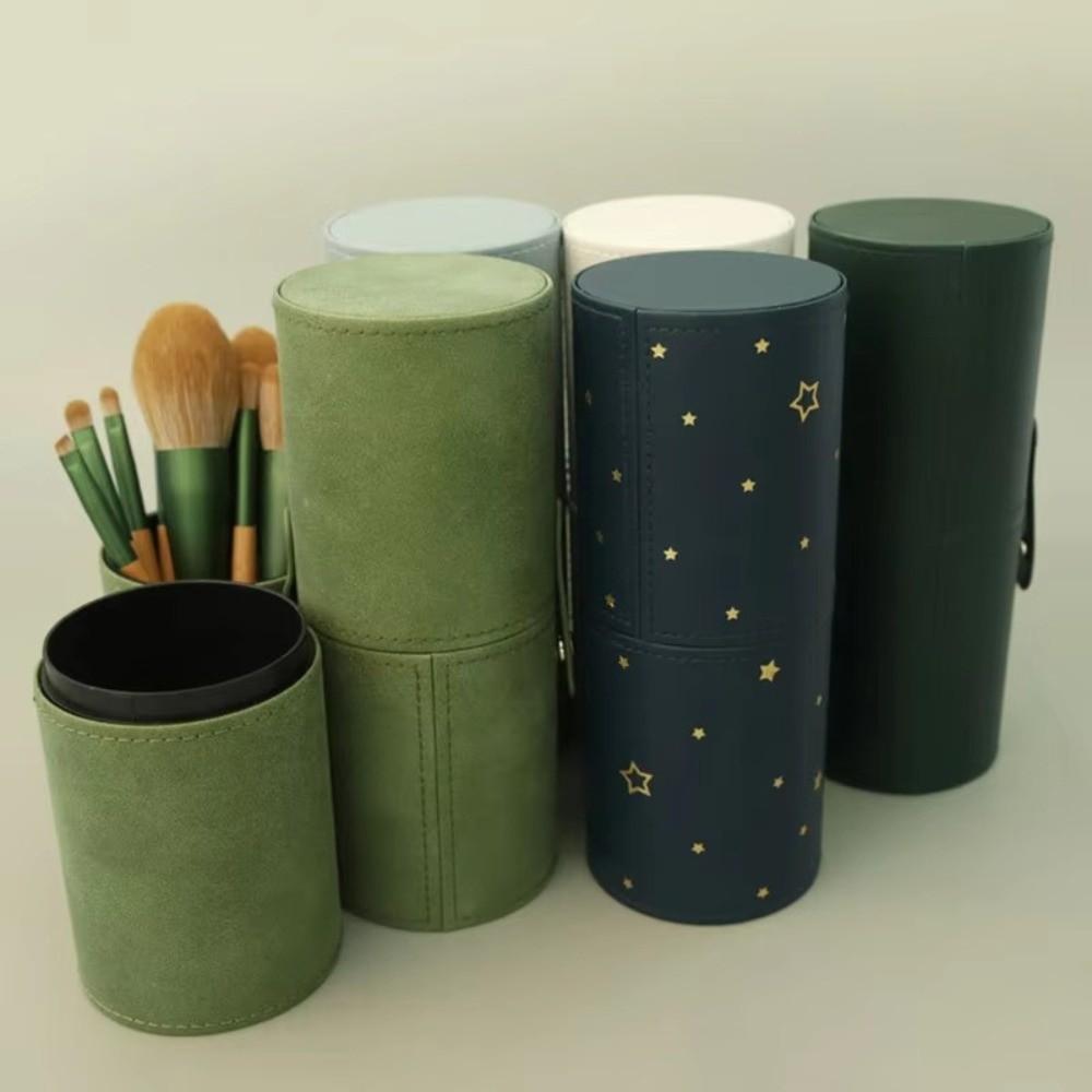 Dust-Proof Makeup Brush Bucket PU Leather Makeup Brush Organizer
