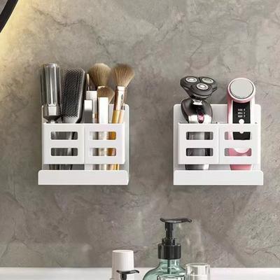 Badezimmer-Aufbewahrungsregal, an der Wand montiert, stanzfrei, wasserdicht, entwässert, hohe Tragfähigkeit, Zahnbürste, Kamm, Kosmetik, Haartrockner, Halteregal, Organizer