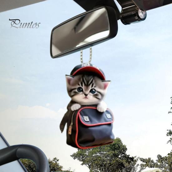 Cat Shaped Pendant Car Hanging Decoration Realistic Looking Easy To Hang Auto Rearview Mirror Ornament Acrylic Christmas Decor
