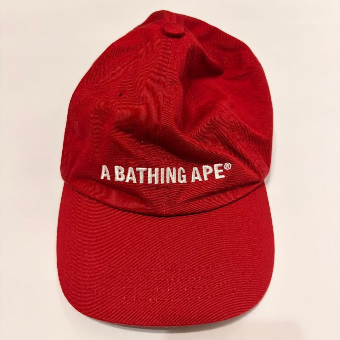 Used A.BATHING APE Logo Embroidery Cap Hat Red