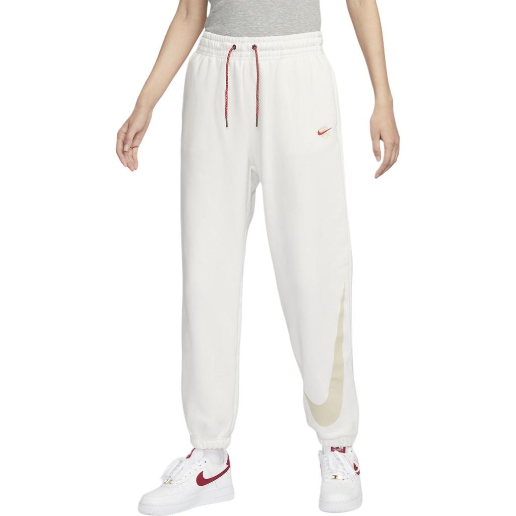 Nike Sportovní oblečení FW25 Všestranná móda Jednoduché Pohodlné Tepláky se středně vysokým pasem Pletené sportovní kalhoty Dámské spodní díly Bílá HV8463133