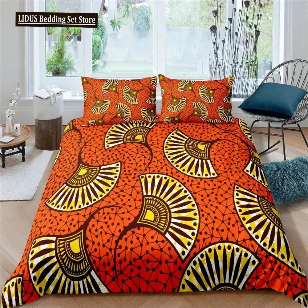 

Comforter African Ethnic Bedding Set Orange Bohemian Style King Queen Vintage Woman Polyester Comforter For Teens Adults Comforter (quilt)-EU Single(135*200cm)3pcs