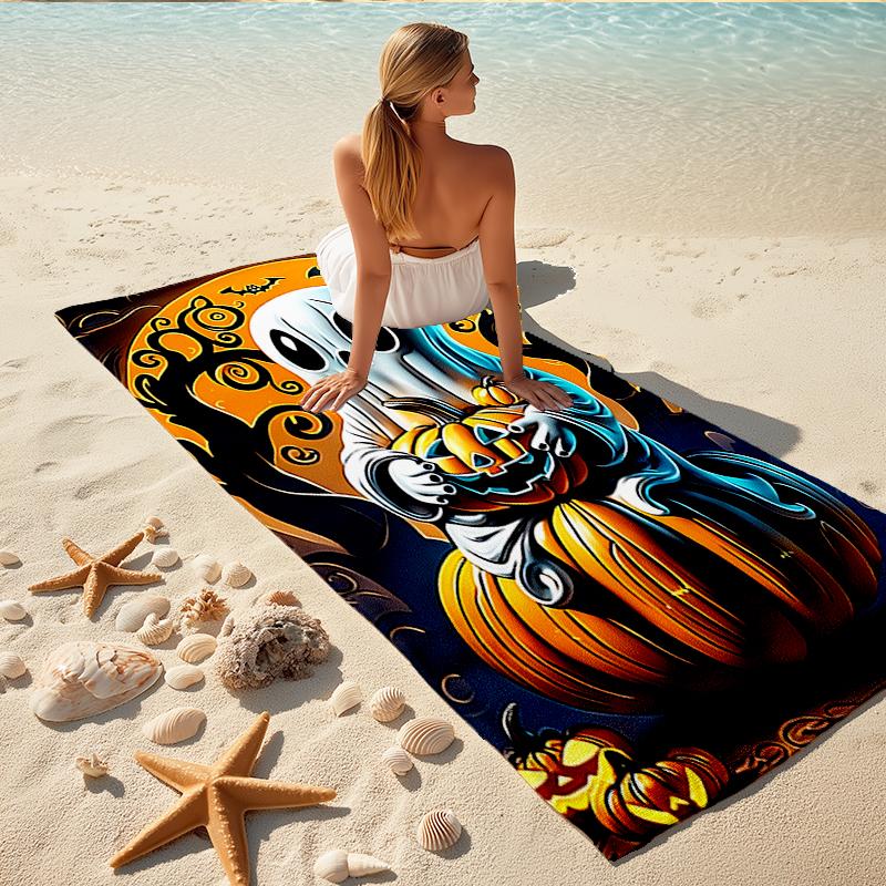 1Pc Ghostly Halloween Night Beach Towel Quick Dry Multiuse For Beach Pool Gym Yoga Home Travel Christmas Halloween Xmas Gift G1260