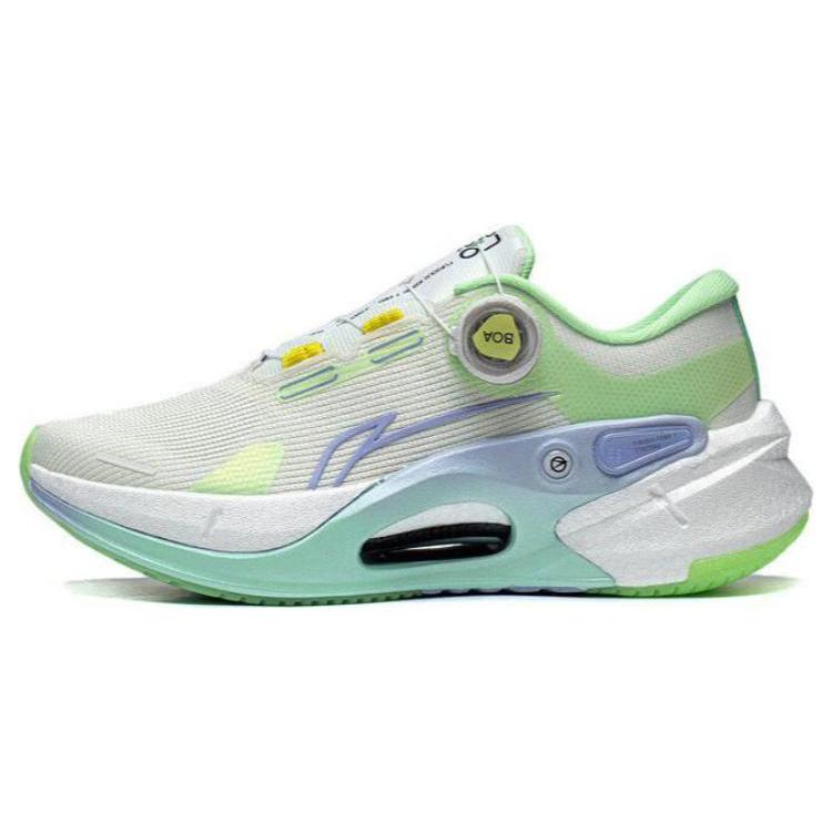 New LiNing Furious Rider 7.0 PRO Anti Slip Wear Resistant Low Top Running Shoes Women's Green White Blue ARZT002-4