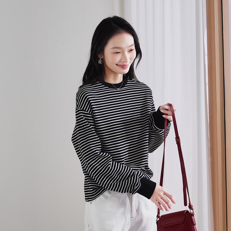 SOFSIL 2026 Spring Women s Striped Sweatshirt M
