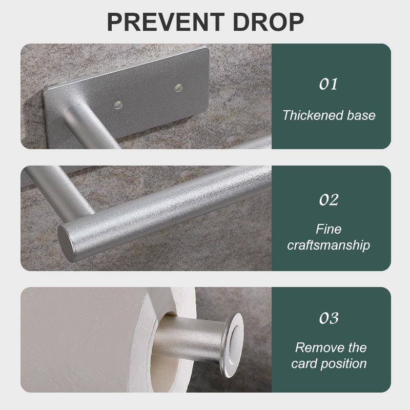 Aluminum Adhesive Toilet Roll Paper Holder Organizer Wall Mount Storage Stand Kitchen Bathroom No Drill Tissue Towel Dispenser