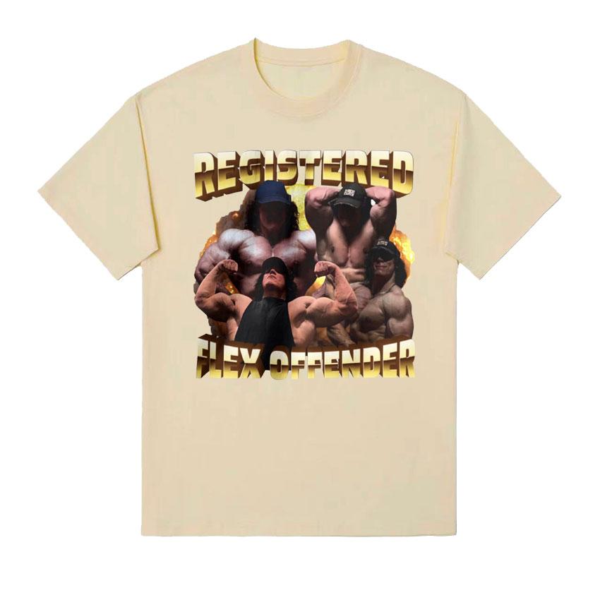 Registered Flex Offender Funny Gym Meme T Shirt Unisexs Bodybuilder Aesthetic Y2k Tshirt Unisex Harajuku Oversized Cotton Tshirts