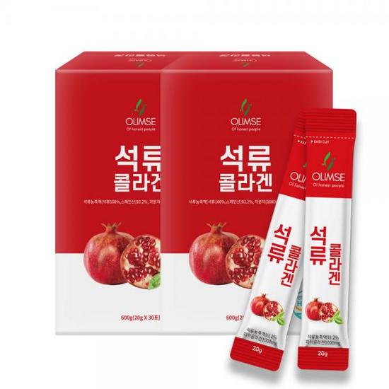 Ollimsae Pomegranate Collagen Jelly Sticks 20g, 30 Pieces X 2 Boxes, Total of 60, 600g, 2 pieces,Korean Health Food