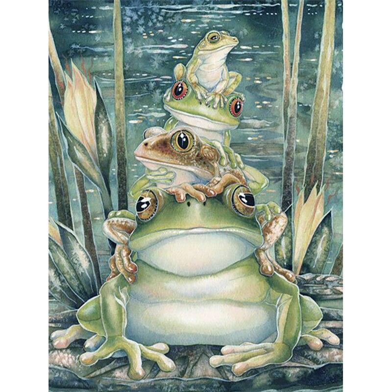 5D DIY Diamond Painting Frog Diamond Embroidery Lotus Animal Cross Stitch Crafts Full Round Drill Home Decor Manual Gift