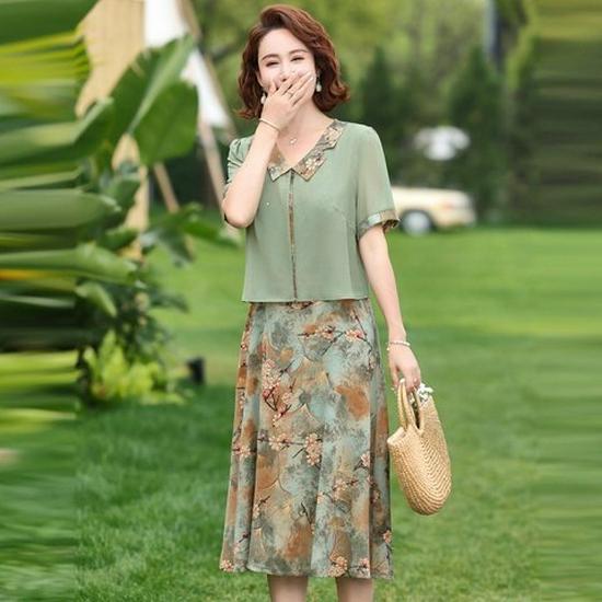 Elegant Waist-Cinched Summer Dress for Plus-Size Middle-Aged Women, 2026