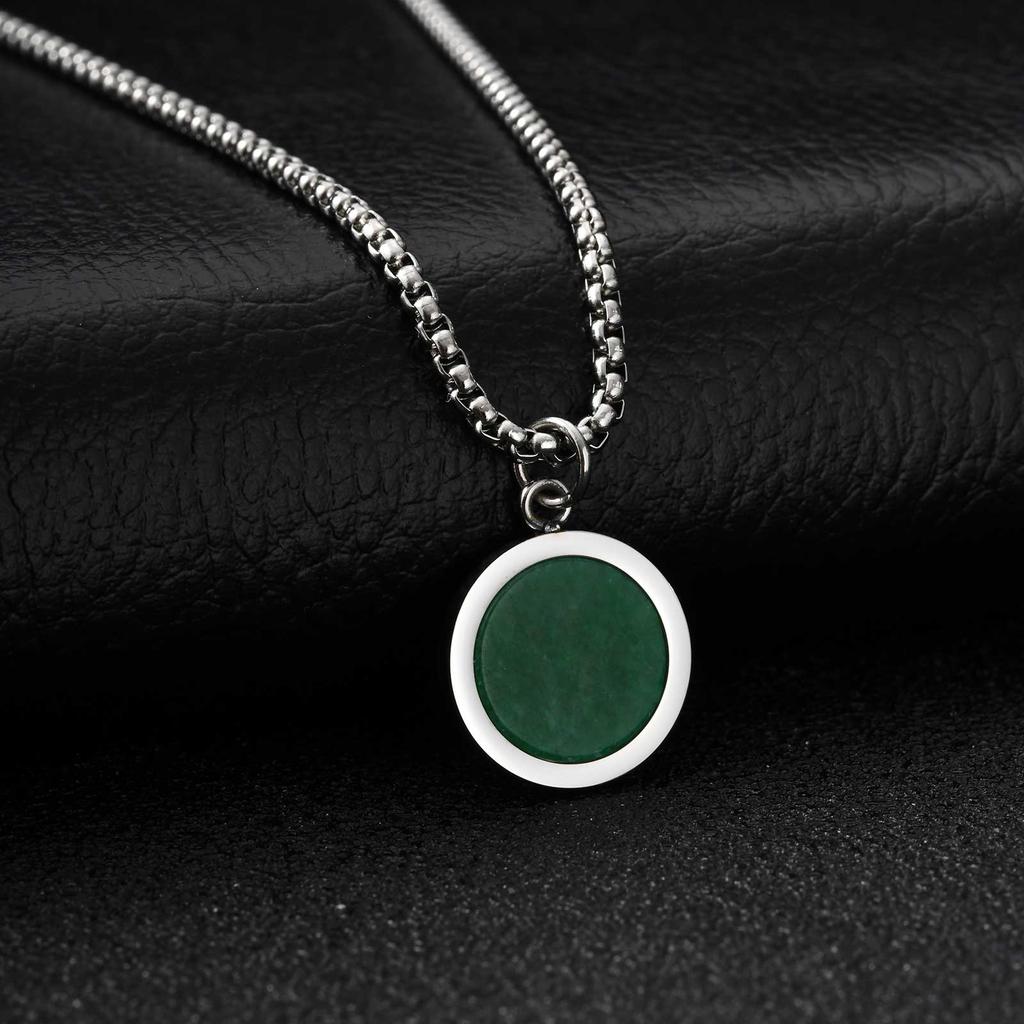 Round Pendant Necklace for Men Boys,Stainless Steel Tiger Eye Natural Stone Pendant Necklaces,Hip Hop Jewelry Gifts