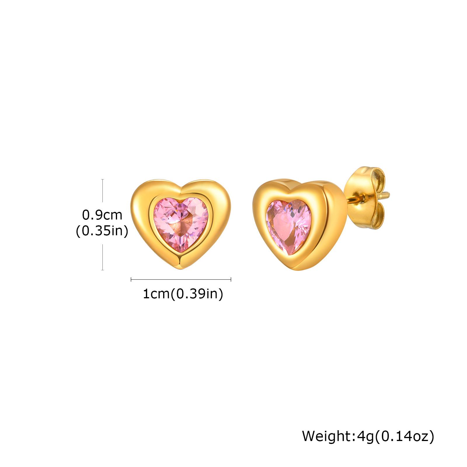 

Vnox Women s Love Heart Stud Earrings, Elegant Colored CZ Stones Ear Needle, Stainless Steel Non-allergic Jewelry розовый