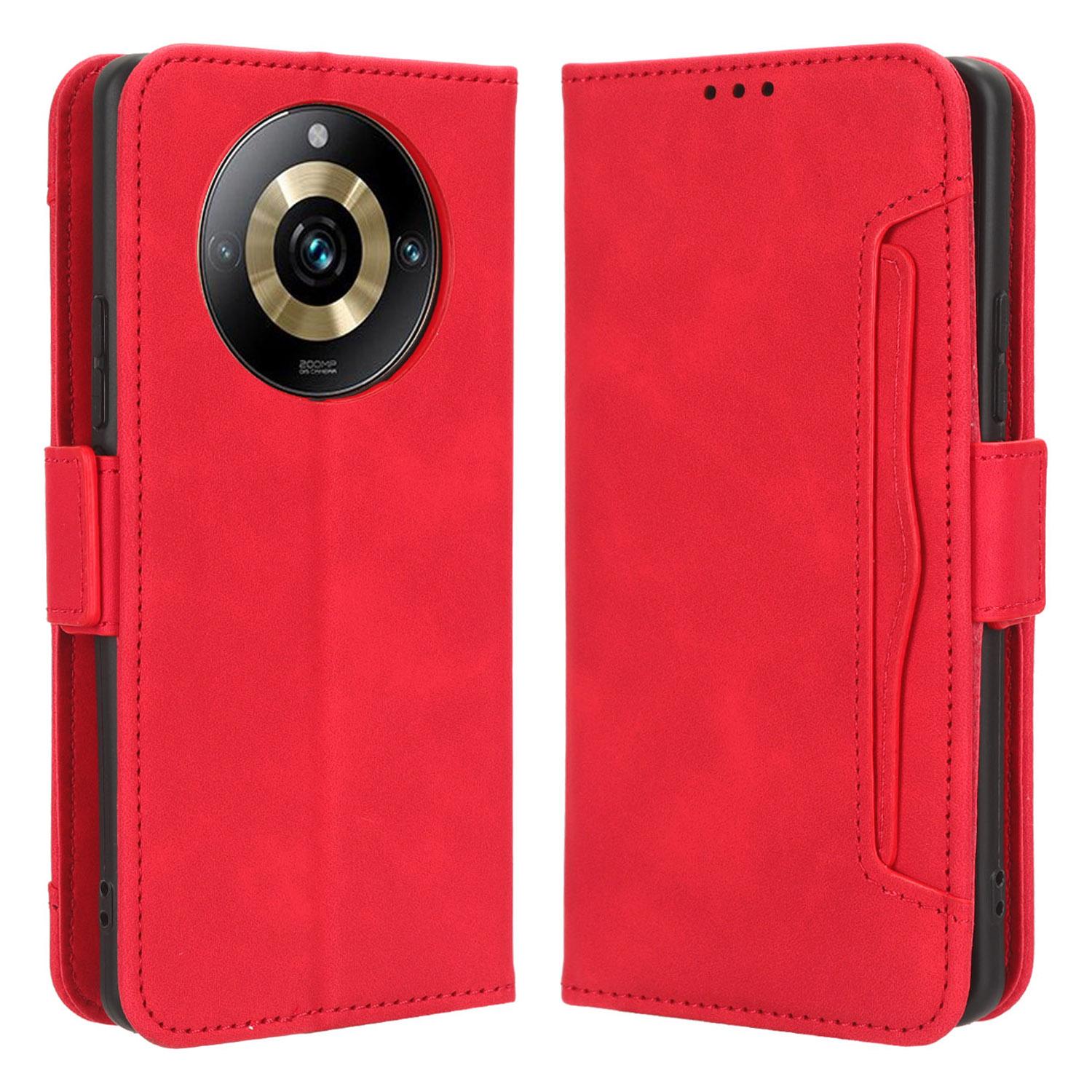 

Для Realme 11 Pro 5G/11 Pro+ 5G Чехол для телефона Кошелек Множество слотов для карт PU кожа Подставка Чехол для телефона Red