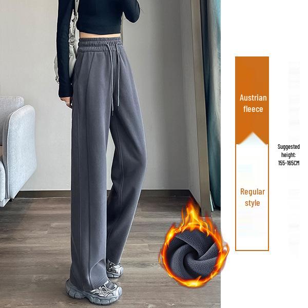 Women's Wide-Leg Velvet Sweatpants - Height-Enhancing Banana Sports Pants for Autumn/Winter 2025