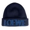 Pristine LOEWE Knit cap Logo design beanie Navy blue wool Women F540257X23 Used
