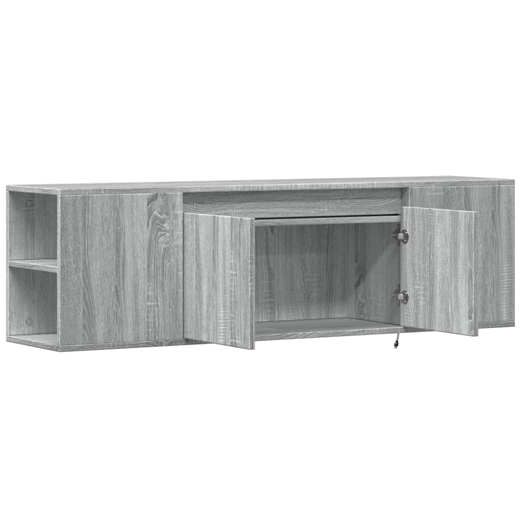 TV Wall Cabinet with LED Lighting Gray Sonoma 135 x 31 x 39.5 cm