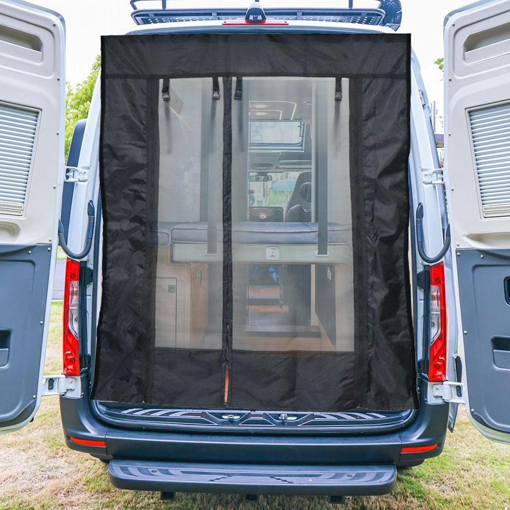 Magnetic Caravan Door Curtain With Zipper Insect Mosquito Screen RV Mosquito-proof Door Curtain For Campers Sliding Door Back