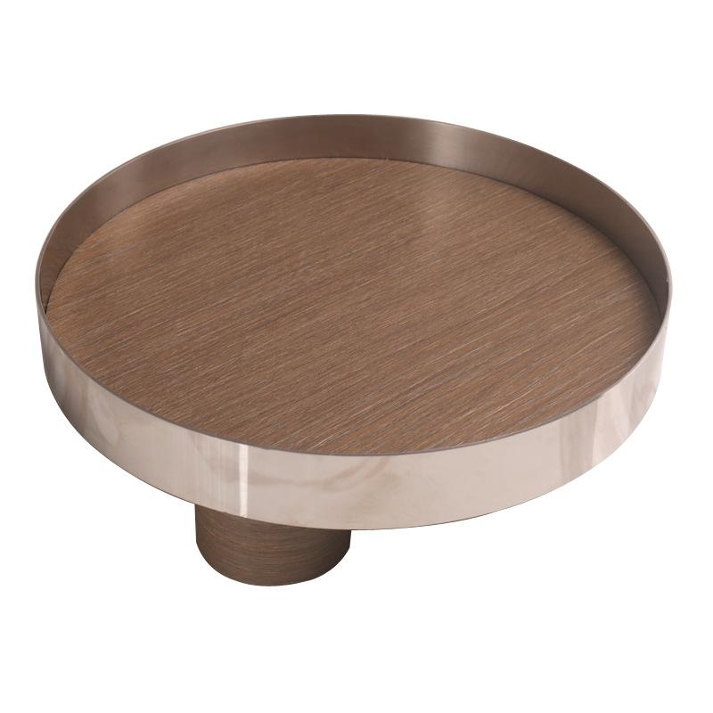 Minimalist Modern Imitation Wood Grain Metal Geometric Tray Ornaments Model Room Interior Soft Decoration Living Room Desktop Decoration Tray