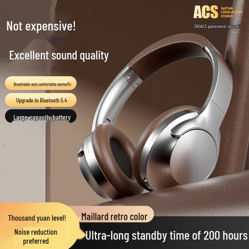 American Retro Over-Ear Wireless Bluetooth Headphones with Long Battery Life - Universal Stereo Headset for Mobile Phones.