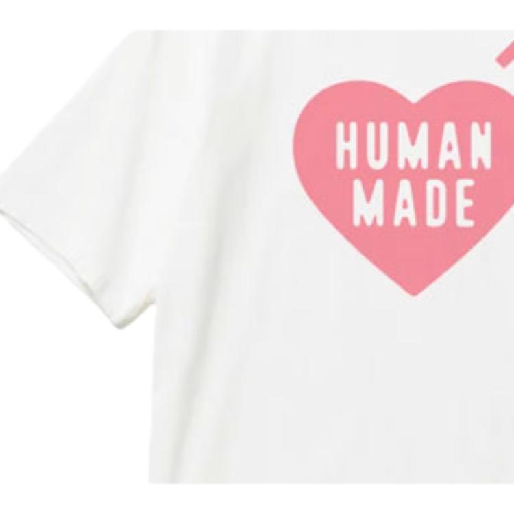 HUMAN MADE T-Shirts Unisex Pink Heart Crew Neck Moderate Straight Fit HM25TE0520
