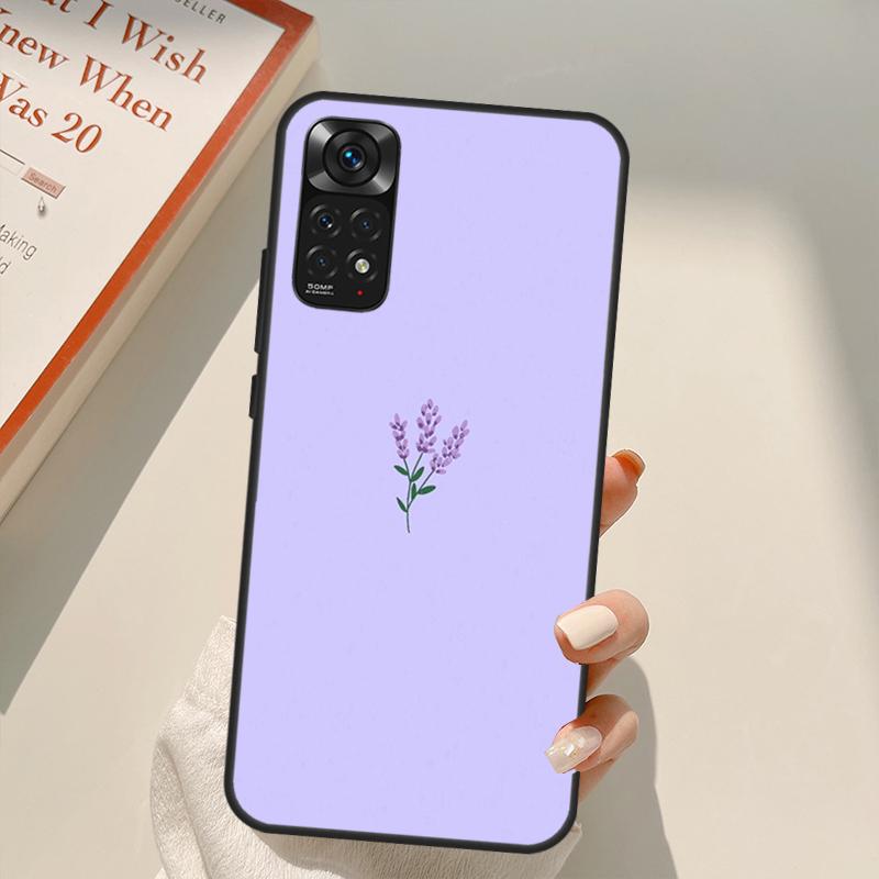 Lavender Purple Flower Case For Xiaomi Redmi Note 11 10 9 8 Pro Note 11S 10S 9S 8T K50 K40 9A 9C 10A 10C Cover