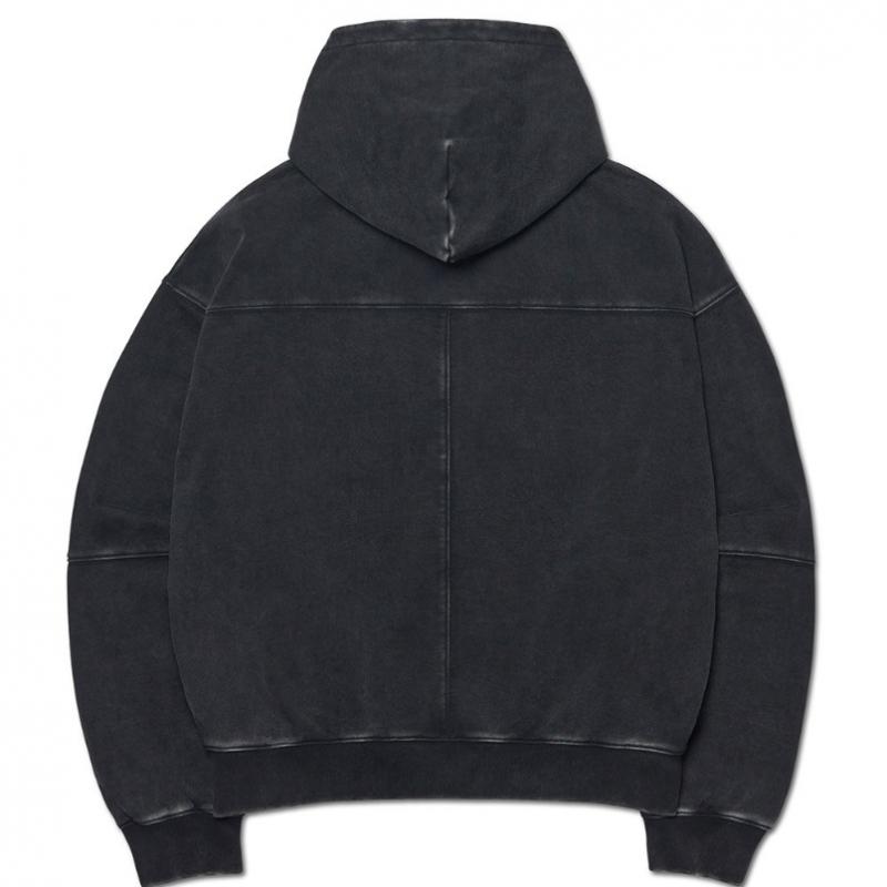Nomanual Hooded Zip Up   Washed Black C.a Vintage