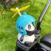 Motorcycle Handlebar Decoration Bike Electric Cute Panda Cartoon With Helmet Airscrew Ornaments Riding Equipment Accessories