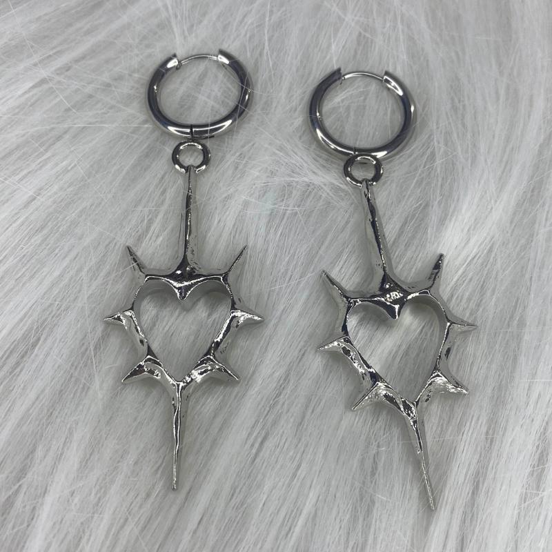 Unique Pendant Earring Punk Thorn Heart Dangle Earrings Hip Hop Hoop Earrings