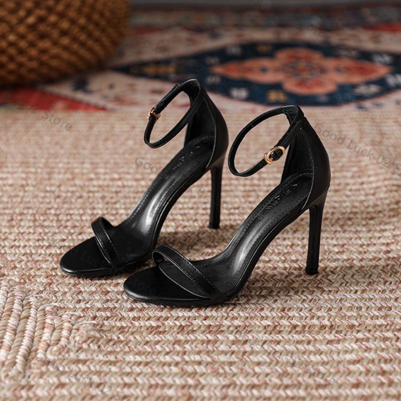 Fashion Summer Classic Sexy Pumps Women Open Toe Ankle Strap Stiletto Heel Dress Sandals Elegant Wedding Party Shoes Pumps High Heel