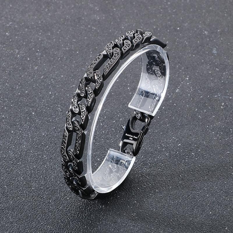 

Персонализированный браслет с узором Ретро тисненый плоский мужской браслет 21.5CM