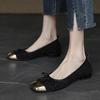 Bow Shallow Mouth Single Shoes Women's Spring and Summer 2025 New Ballet Shoes Soft Sole Metal Flat Shoes Women's Single Shoes