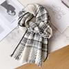 100 wool plaid scarf women's winter black and white plaid new versatile cashmere knitted high-end scarf