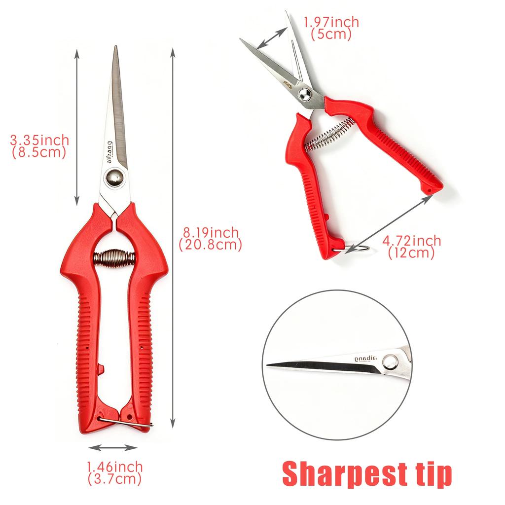 Professional Grape Pruning Scissors Stainless Steel Garden Shears with Lock for Fruit Picking Vegetable Patch Bonsai Care